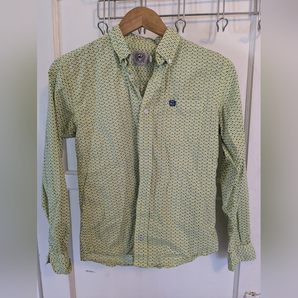 Cinch  Green/Yellow Patterned button up Shirt